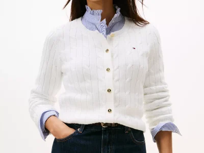 Cable Knit Cardigan- Ecru#XW04356