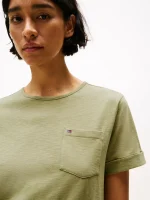 Pocket T-Shirt Dress-Faded Olive - Image 3