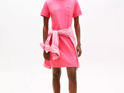 Pocket T-Shirt Dress-Fandango Pink