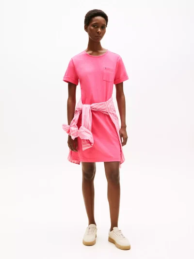 Pocket T-Shirt Dress-Fandango Pink - Image 1