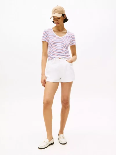 Stripe V-Neck Favorite T-Shirt-  Dazzling Blue Stripe#XW05026-CEI - Image 3