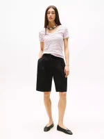 Stripe V-Neck Favorite T-Shirt-Icy Pink Stripe# XW05026-TBA - Image 2