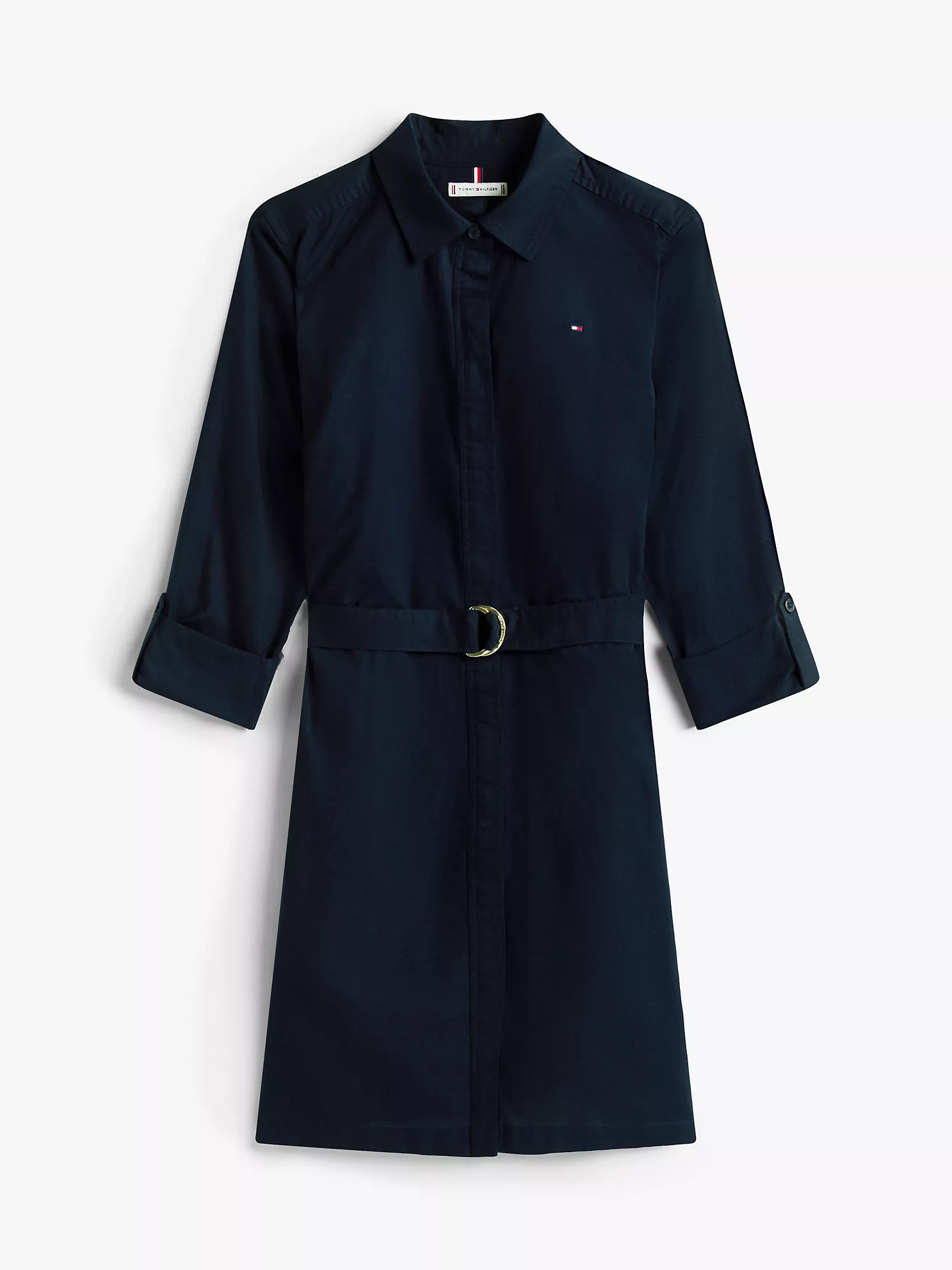 XW05976_DW5_alternate11 Long-Sleeve Belted Oxford Shirtdress-Navy Blue - Image 4