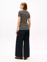 Crewneck Stripe Favorite T-Shirt - Black #XW06029 - Image 3