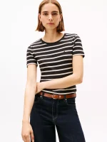 Crewneck Stripe Favorite T-Shirt - Black #XW06029