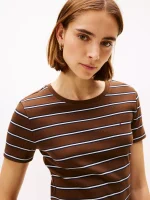 Crewneck Stripe Favorite T-Shirt - Legacy Brown #XW06029 - Image 3