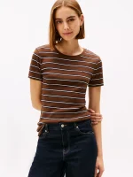 Crewneck Stripe Favorite T-Shirt - Legacy Brown #XW06029