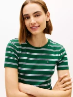 Crewneck Stripe Favorite T-Shirt - Ornamental Green #XW06029 - Image 3