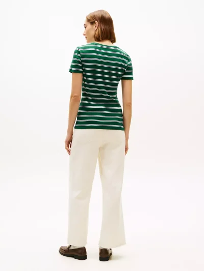 Crewneck Stripe Favorite T-Shirt - Ornamental Green #XW06029 - Image 2