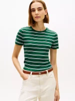 Crewneck Stripe Favorite T-Shirt - Ornamental Green #XW06029