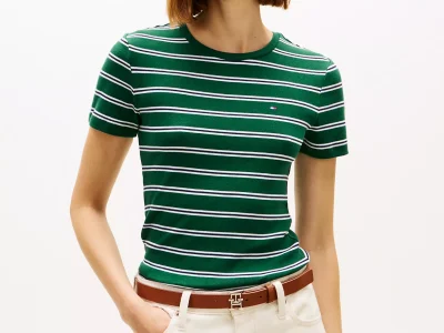 Crewneck Stripe Favorite T-Shirt - Ornamental Green #XW06029