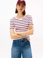 Crewneck Stripe Favorite T-Shirt - Optic White #XW06029