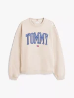 Varsity Tommy Logo Crewneck Sweatshirt-Stone - Image 4