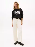 Script Monogram Stretch-Varsity Tommy Logo Crewneck Sweatshirt-Black - Image 3