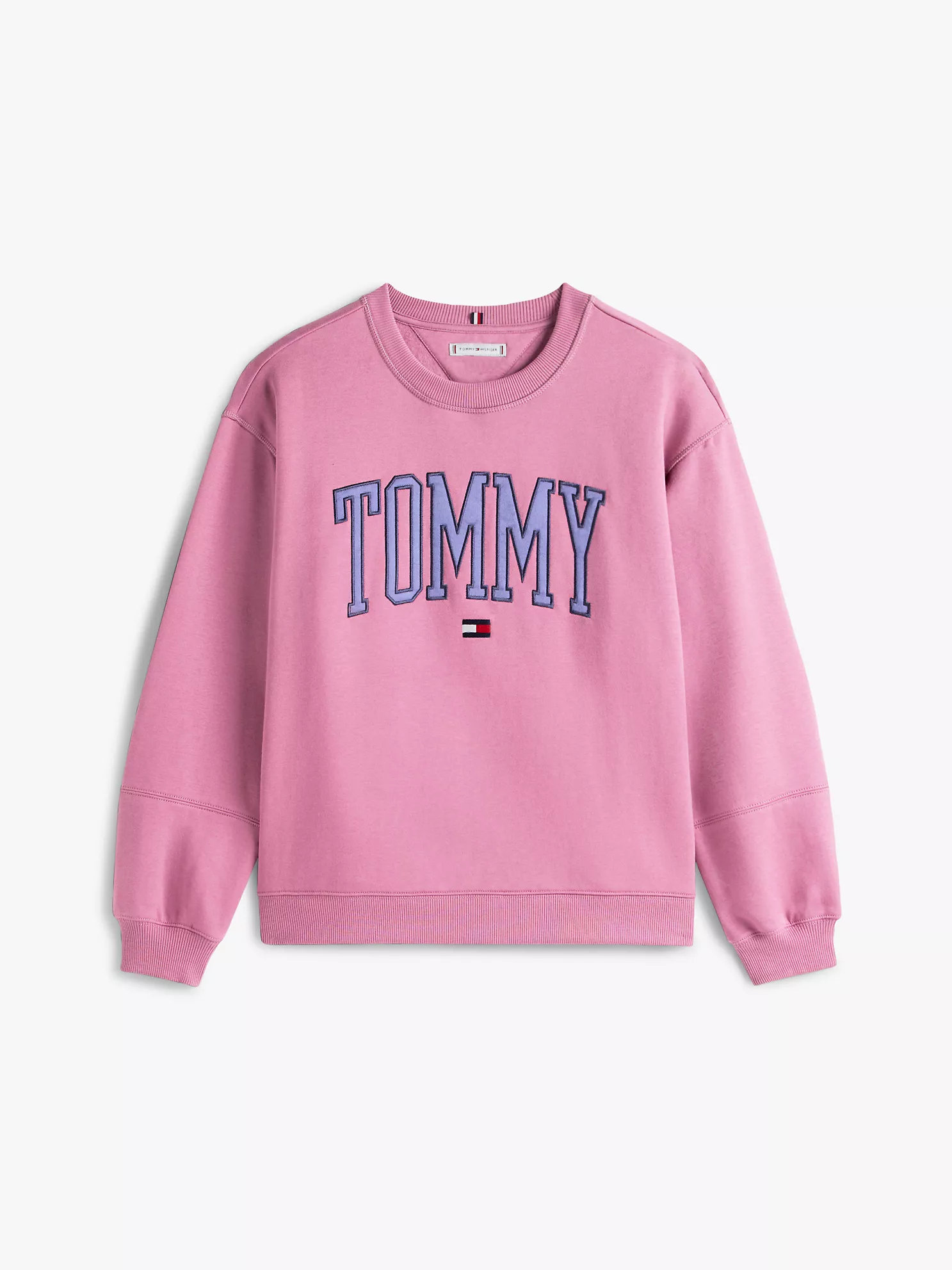 XW06038_VZ7_alternate10 Varsity Tommy Logo Crewneck Sweatshirt-Misty Plum - Image 3