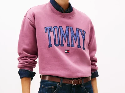 Varsity Tommy Logo Crewneck Sweatshirt-Misty Plum