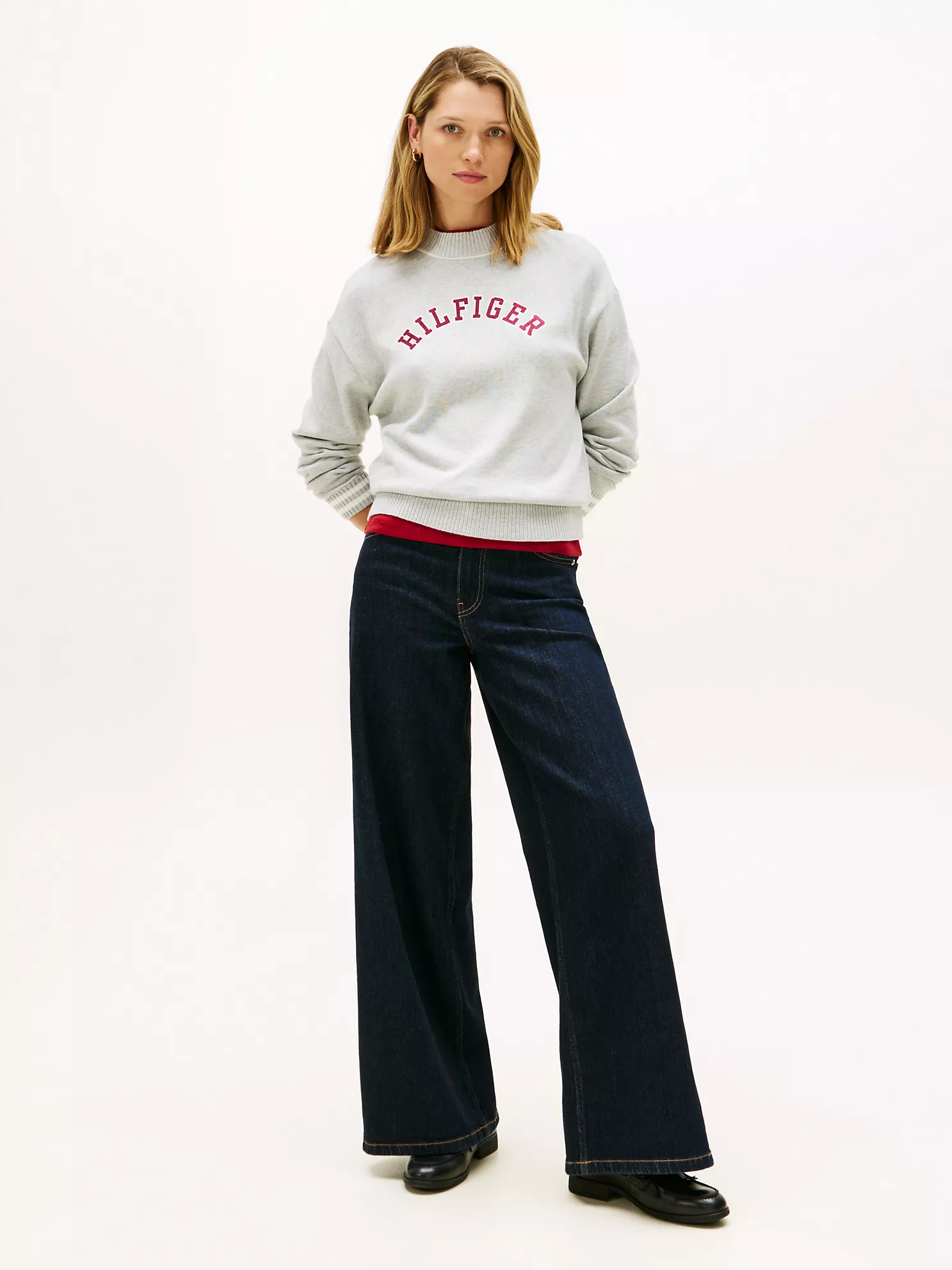 XW06103_P61_alternate2 Varsity Logo Crewneck Sweater-Grey - Image 2