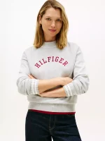 Varsity Logo Crewneck Sweater-Grey