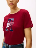 Embroidered Tricolor Logo T-Shirt - Rouge #XW06122 - Image 4