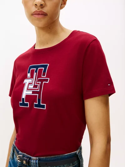 Embroidered Tricolor Logo T-Shirt - Rouge #XW06122 - Image 4