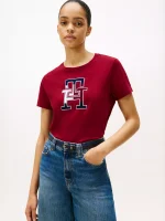 Embroidered Tricolor Logo T-Shirt - Rouge #XW06122