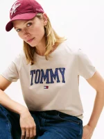 Tommy Logo Ringer T-Shirt - Stone#XW06123 - Image 4