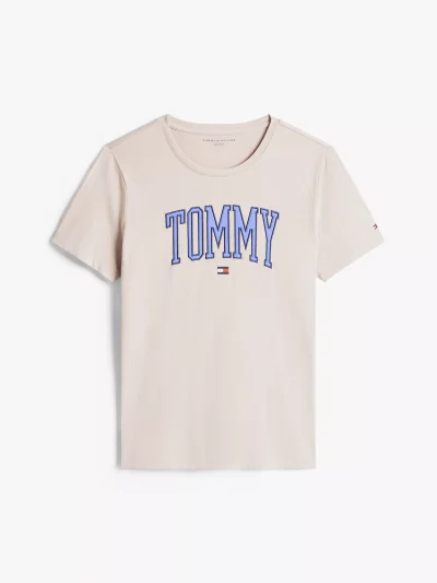 Tommy Logo Ringer T-Shirt - Stone#XW06123 - Image 2