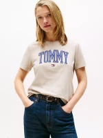 Tommy Logo Ringer T-Shirt - Stone#XW06123
