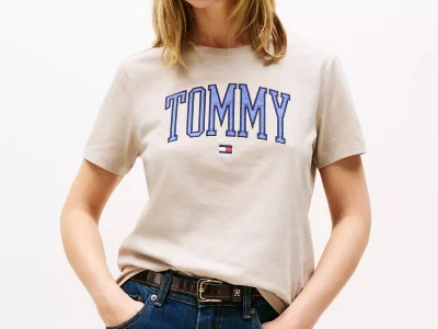 Tommy Logo Ringer T-Shirt - Stone#XW06123