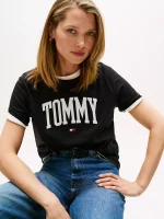 Tommy Logo Ringer T-Shirt - Black #XW06123 - Image 3