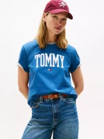 Tommy Logo Ringer T-Shirt - Fossil Blue #XW06123