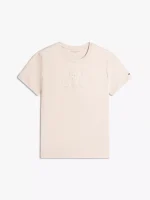 Embroidered Crest Banner Logo T-Shirt - Stone #XW06125 - Image 2