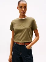 Embroidered Crest Banner Logo T-Shirt - Utility Olive #XW06125