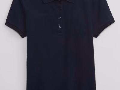 Girl Kids Uniform Stretch Pique Polo Shirt - True Indigo Blue