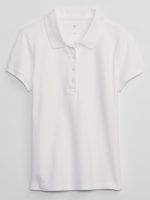 Girl Kids Uniform Stretch Pique Polo Shirt - White - Image 2