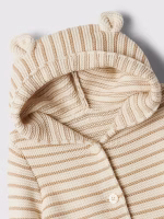 Baby Bear Stripe Garter Cardigan- Khaki Stripe - Image 3