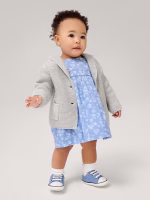 Baby Bear Garter Cardigan- Gray And White Marl - Image 2