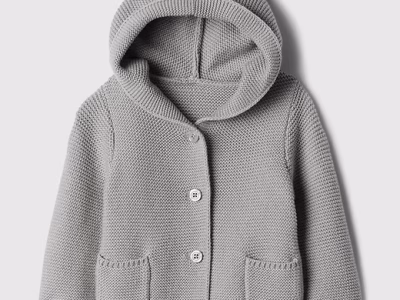 Baby Bear Garter Cardigan- Gray And White Marl