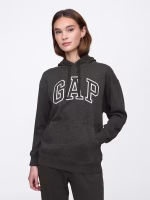 Relaxed Gap Logo Zip Hoodie-Charcoal Heather Gray