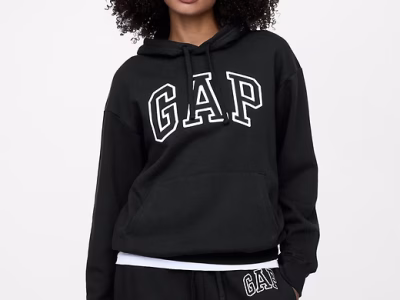 Relaxed Gap Logo Zip Hoodie-Black