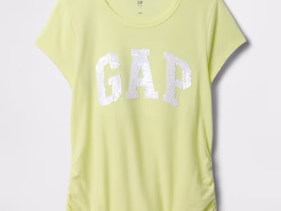 Girl Kids Ruched Gap Logo T-Shirt - Citron Yellow
