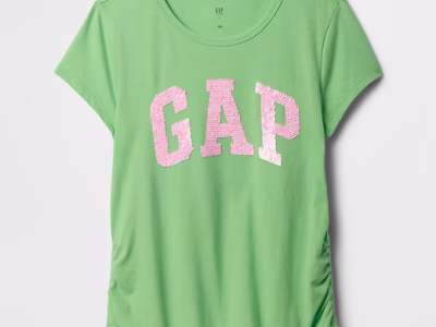 Girl Kids Ruched Gap Logo T-Shirt - Julep Green
