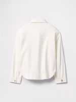 Girl Kids Relaxed Ruffle Denim Shirt Jacket - New Off White - Image 3
