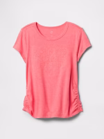 Girl Kids Ruched Gap Logo T-Shirt - Sassy Pink