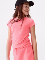 Girl Kids Ruched Gap Logo T-Shirt - Sassy Pink - Image 3