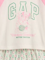 Gap × Disney Kids Recycled PJ Short Set - Retro Tennis White - Image 2