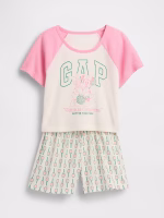 Gap × Disney Kids Recycled PJ Short Set - Retro Tennis White