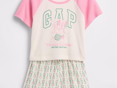 Gap × Disney Kids Recycled PJ Short Set - Retro Tennis White