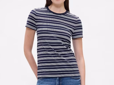 Favorite Stripe Crewneck T-Shirt- Navy Stripe