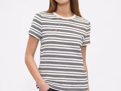 Favorite Stripe Crewneck T-Shirt- Tan Chino